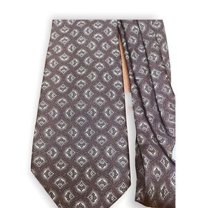 Oscar de la Renta Couture 100% silk tie brown tan pattern